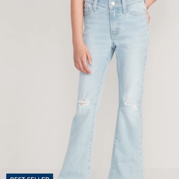 Girls Old Navy High Waisted Ripped Distressed Flare Jeans - Size 16 - Picture 6 of 6